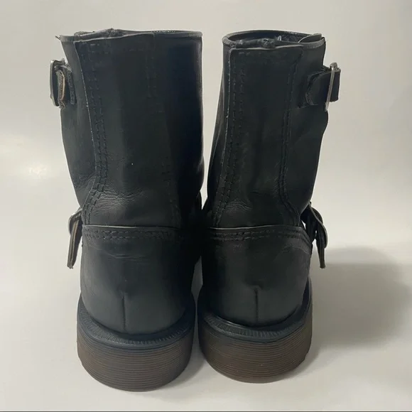 Rare Vintage Dr. Martens Motorcycle Boots Buckles Made in England 5 Black - Picture 4 of 15